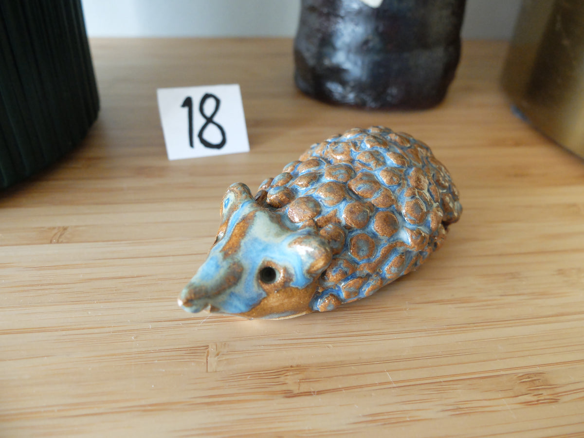 The Bold Blue-Raspberry Hedgehog (#18) – Handcrafted Ceramic Animal Figurine
