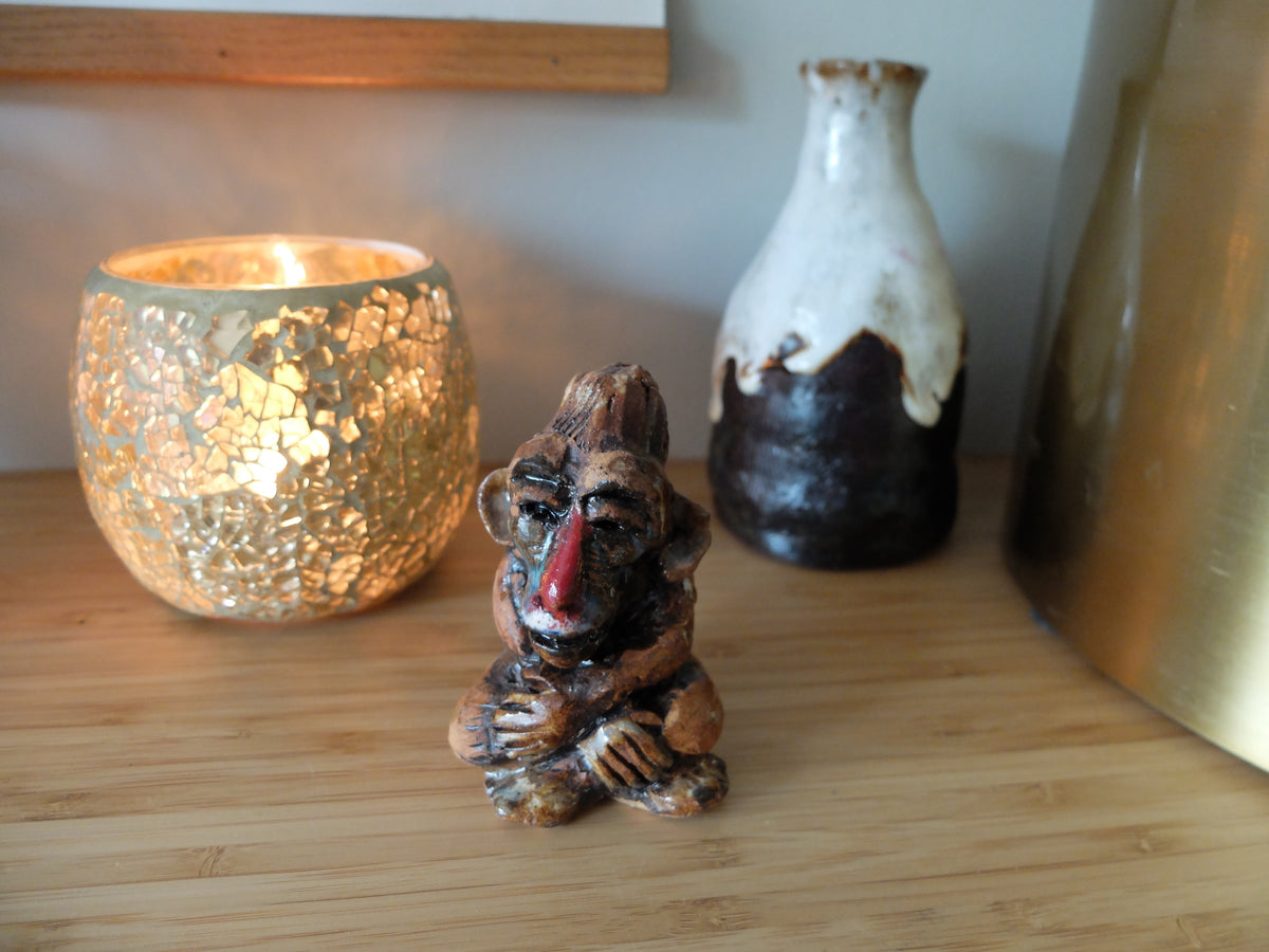 The Pensive Mandrill (#22) – Handcrafted Ceramic Animal Figurine
