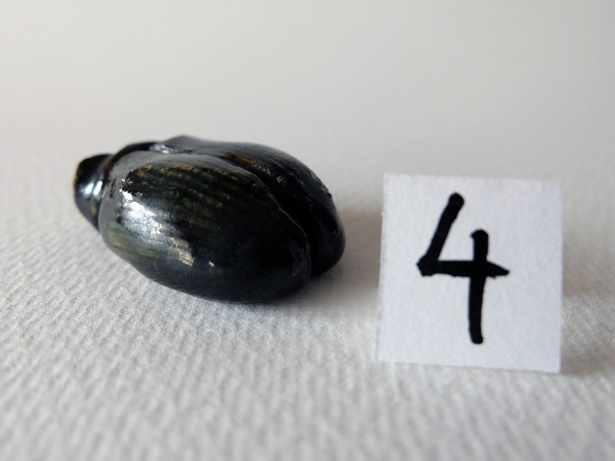 The Obsidian Beetle (#4) Handcrafted Ceramic Beetle