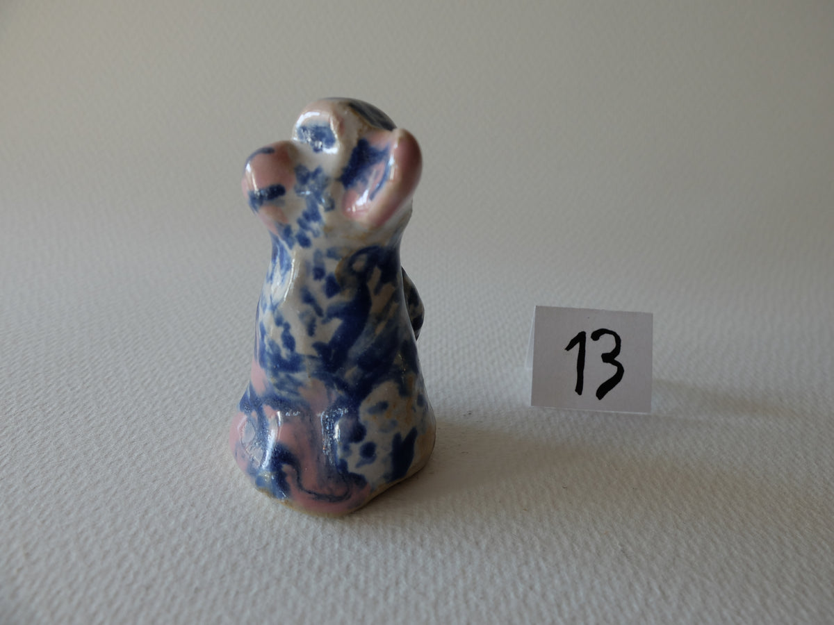 The Blue & White Monkey (#13) – Handcrafted Ceramic Animal Figurine