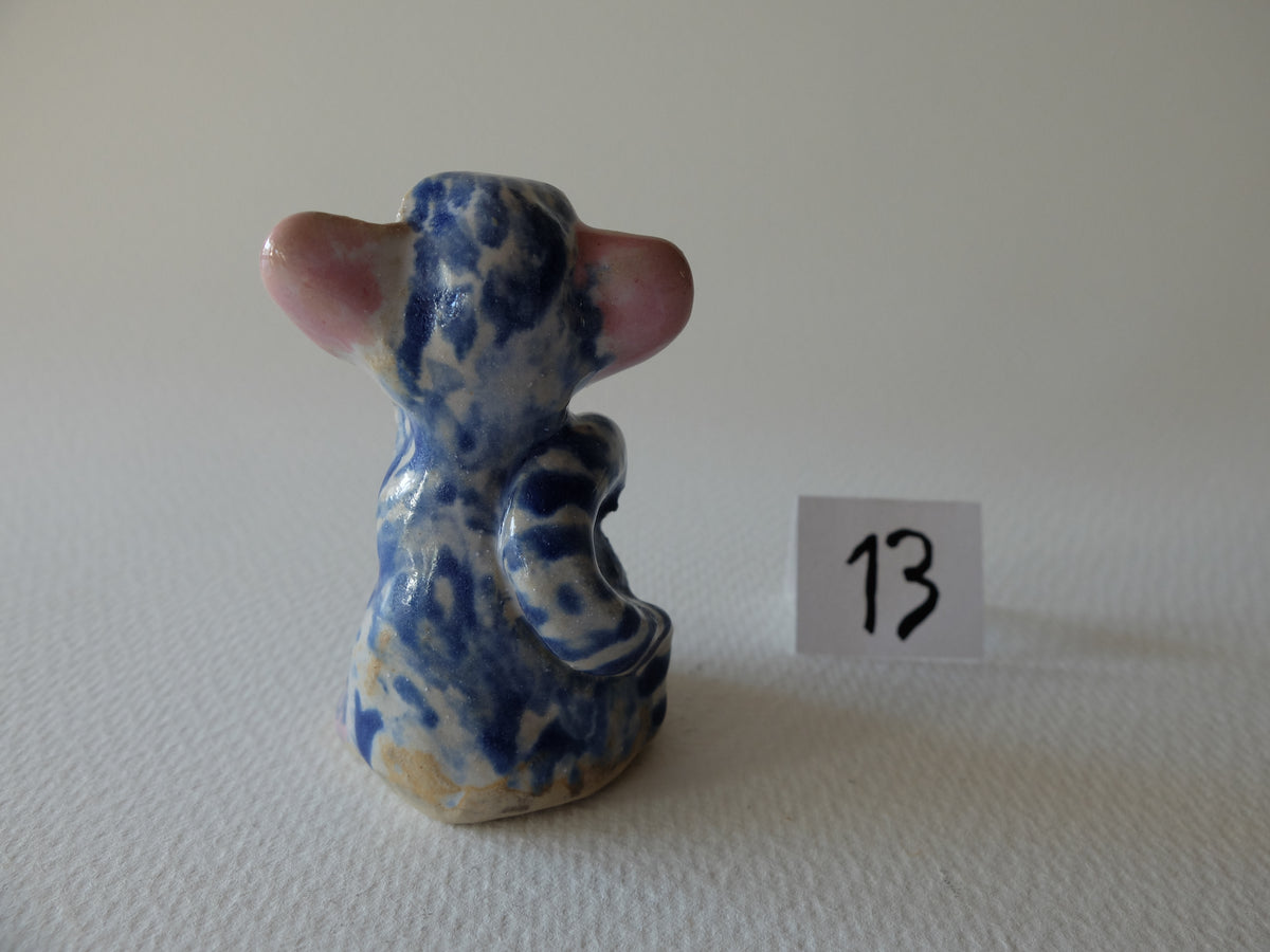 The Blue & White Monkey (#13) – Handcrafted Ceramic Animal Figurine