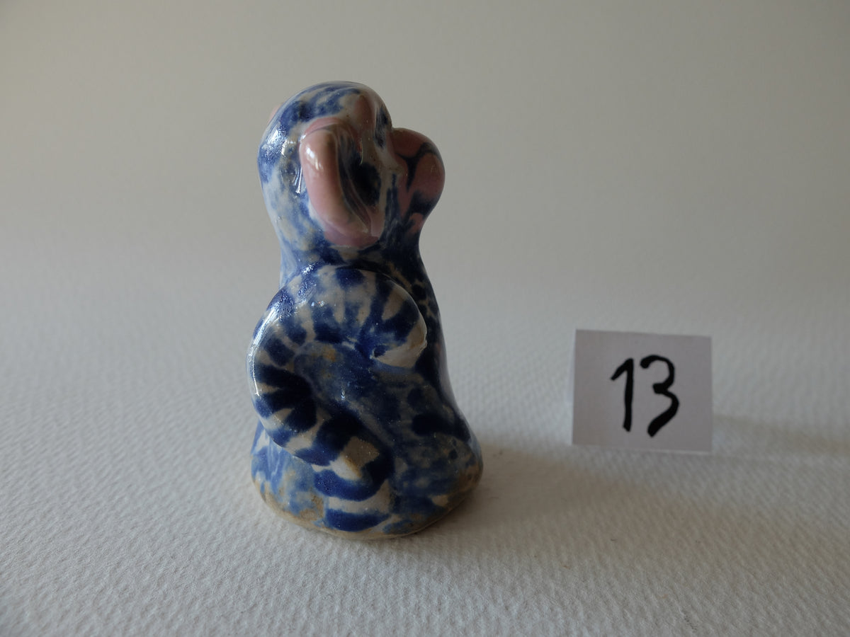 The Blue & White Monkey (#13) – Handcrafted Ceramic Animal Figurine
