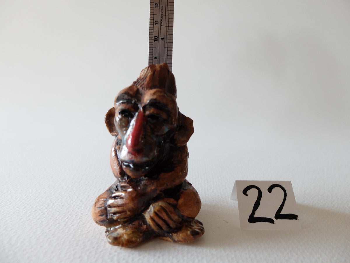 The Pensive Mandrill (#22) – Handcrafted Ceramic Animal Figurine